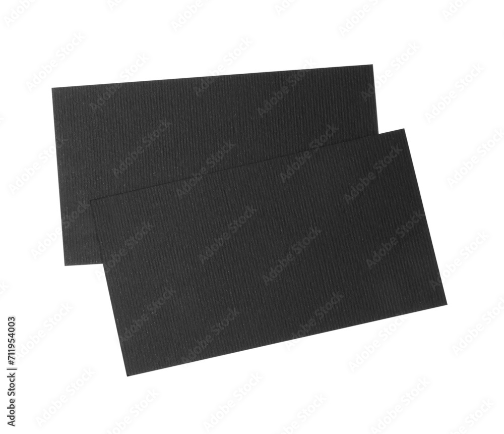 Blank black business cards isolated on white. Mockup for design Blank black business cards isolated on white. Mockup for design