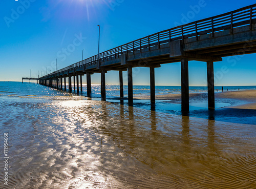 The Horace Caldwell Pier at Magee Beach Park  Port Aransas  Texas  USA