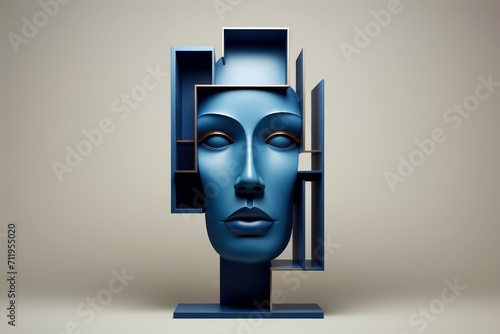 3d abstract human head,face, Psychic waves concept