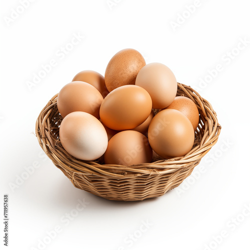 Wallpaper Mural Homestead Treasures: Isolated Woven Basket with Eggs on Wood Torontodigital.ca