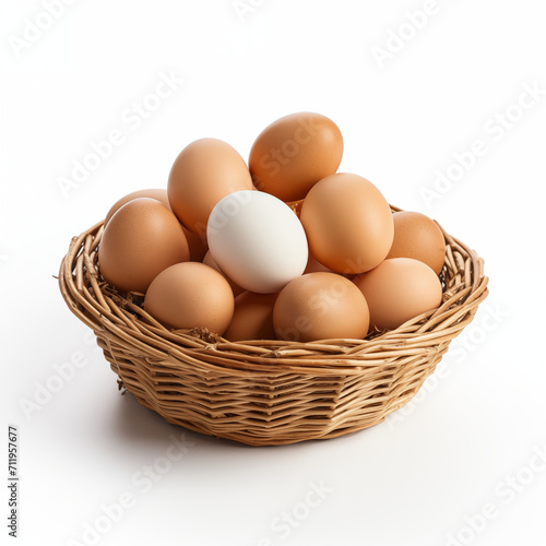 Wallpaper Mural Minimalist Delight: Eggs in a Woven Basket on White Background Torontodigital.ca