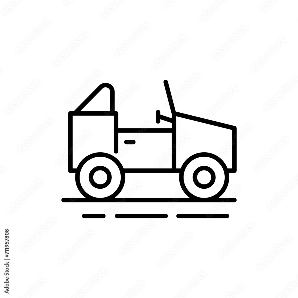 Jeep outline icons, minimalist vector illustration ,simple transparent graphic element .Isolated on white background