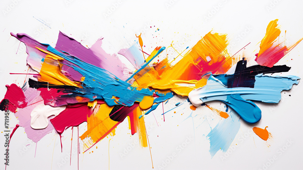 Abstract colorful oil paint stroke splatters - obrazy, fototapety, plakaty 