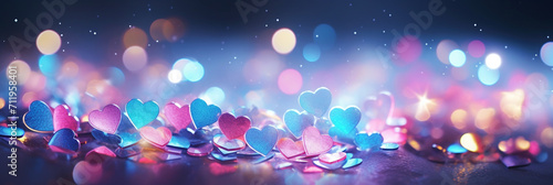 Valentine's Day background with heart shaped bokeh lights