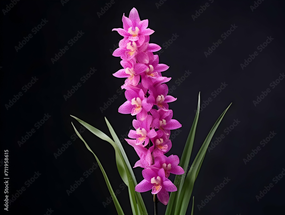 Obraz premium Foxtail Orchid flower in studio background, single Foxtail orchid flower, Beautiful flower images