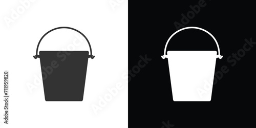 Bucket icon on black and white