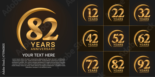 Set of Anniversary Logotype golden color can be use for special day celebration