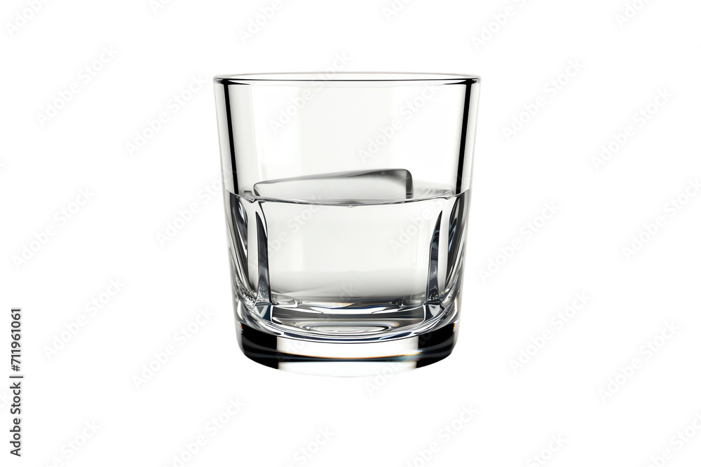 Isolated transparent glass filled with clear water on a white background, showcasing purity and freshness Isolated transparent glass filled with clear water on a white background, showcasing purity and freshness