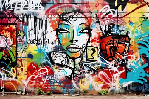 City wall with artistic graffiti