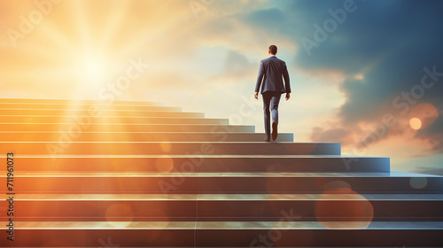 improvement or career growth stairway to success growing income or improve skill to achieve target photo