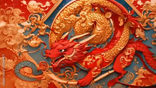 Wallpaper Mural an animated background footage of the chinese lunar zodiac and dragon in a cartoon style for festive occasions Torontodigital.ca