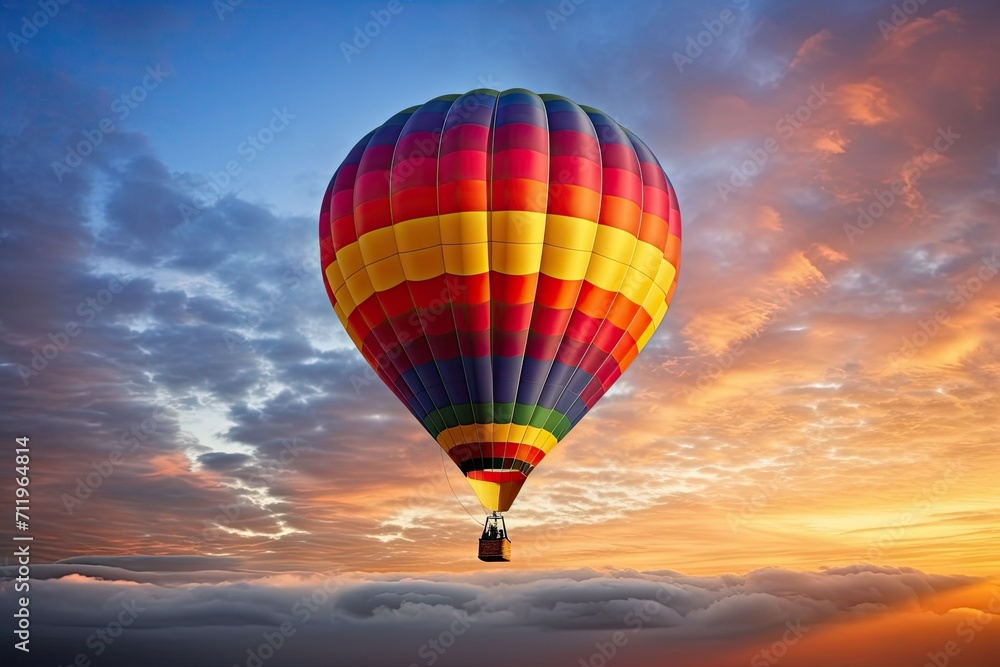 Naklejka premium Colorful hot air balloon at sunrise
