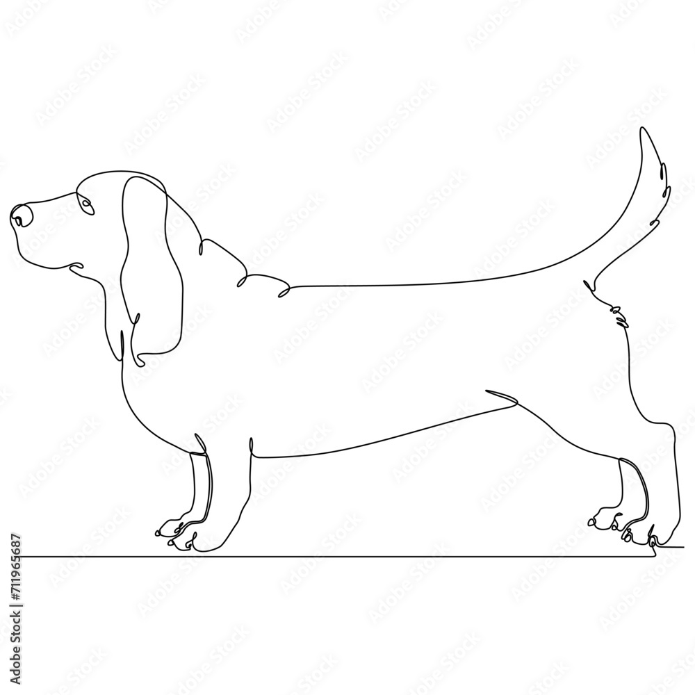 continuous line art dog vector illustration