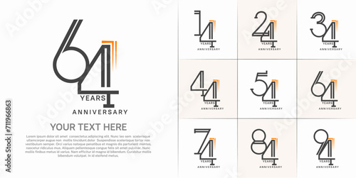 set of anniversary logotype black color for special celebration event