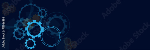 Gear wheel with electronic circuit board for mechanical engineering with dots and lines connection. Abstract technical background design.