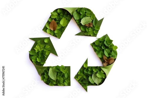 Illustration of recycling symbol formed from leaves
