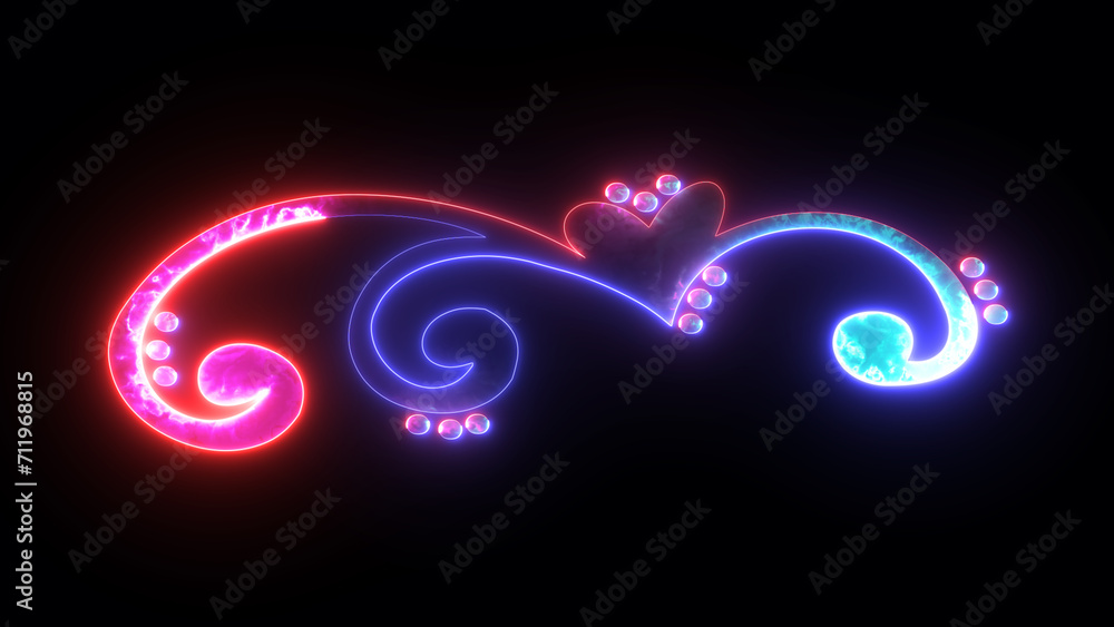 Beautiful glowing neon love shape. Shining illuminated stylish colorful bright love heart shape in Neon