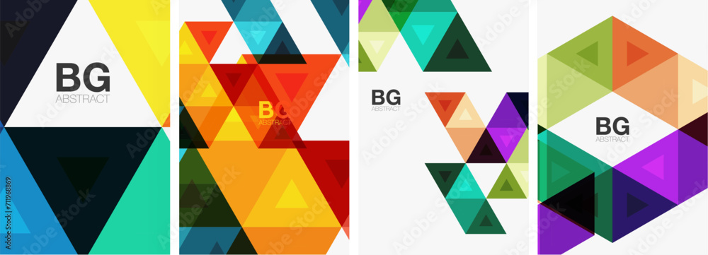 Bright colorful triangle geometric posters