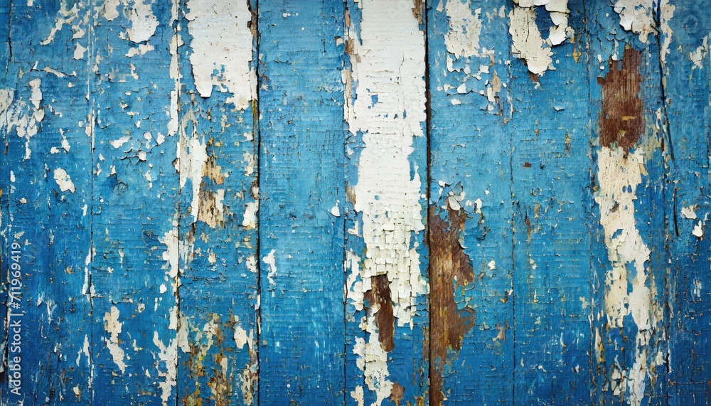 Blue painted wood background.