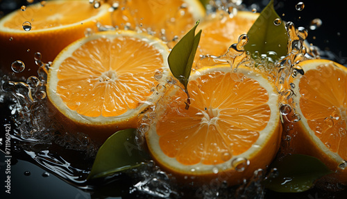 Fresh citrus slice  juicy and vibrant  refreshing summer drink generated by AI