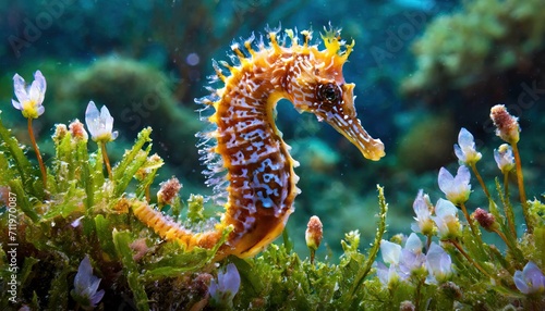 The colorful sea horse in the deep sea. © hugo