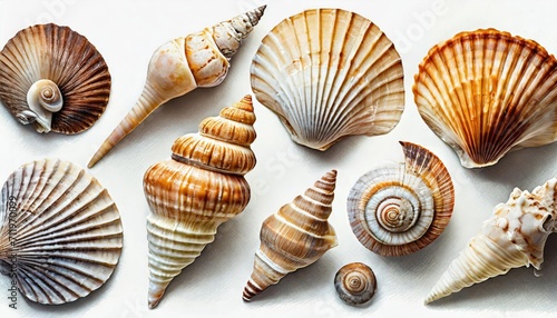 Sea shells isolated on white.