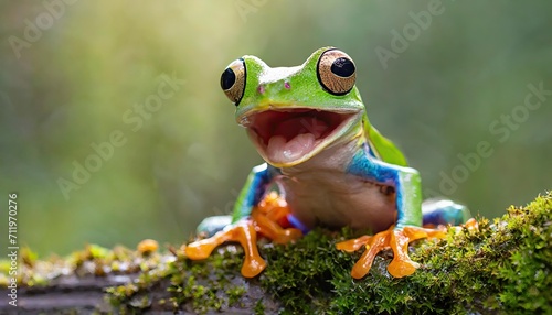The close up of red eyed tree frog.