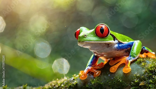 The close up of red eyed tree frog. © hugo