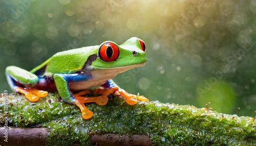 The close up of red eyed tree frog. photo