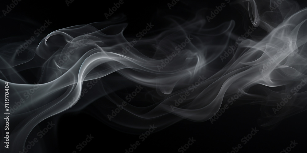 Abstract smoke moves on a black background Design element Abstract texture.