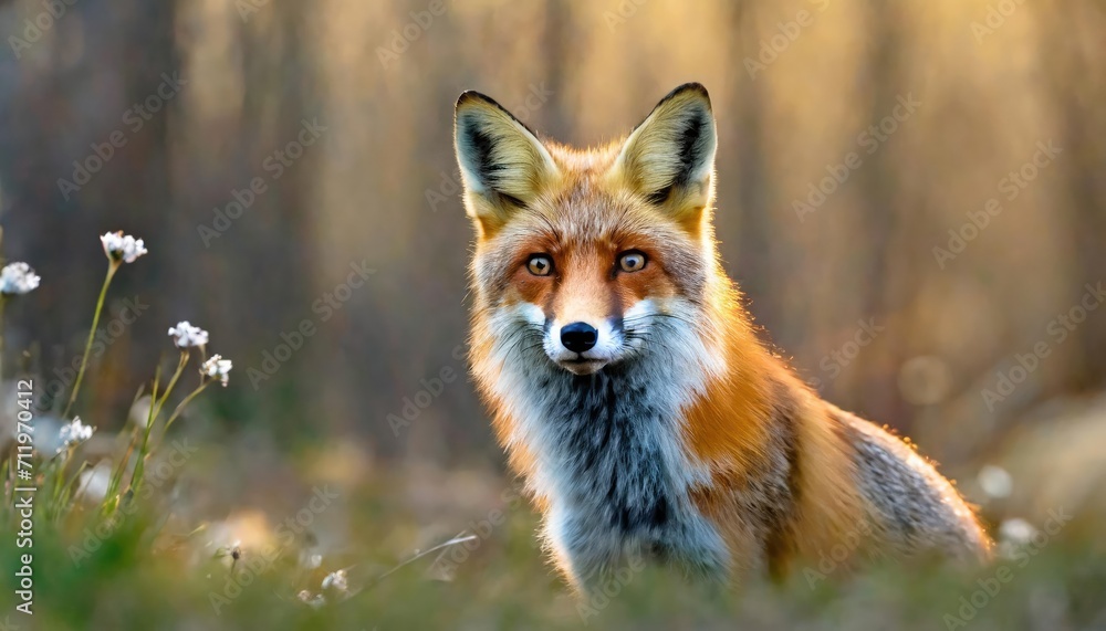 Fototapeta premium The red fox vulpes in the jungles.