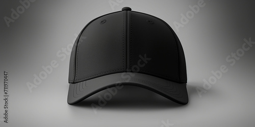 Black baseball cap isolated on white background. 3D illustration. Minimalist Design, Black Cap Mockup on White Background.