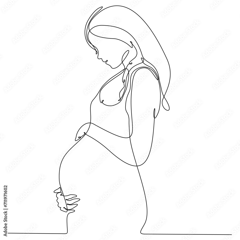 Continuous Line Drawing Pregnant Woman. Single Line Drawing of Pregnant Woman. Happy Mom Minimalist Contour Illustration Continuous Line Drawing Pregnant Woman. Single Line Drawing of Pregnant Woman. Happy Mom Minimalist Contour Illustration