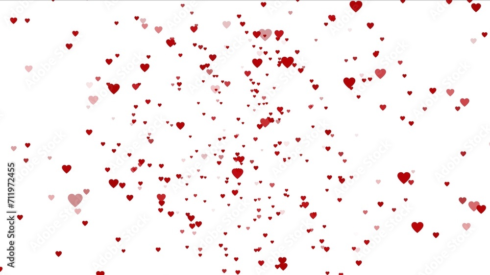 Falling red hearts on white background animation. Gift. Love. Valentine's day. Wedding	