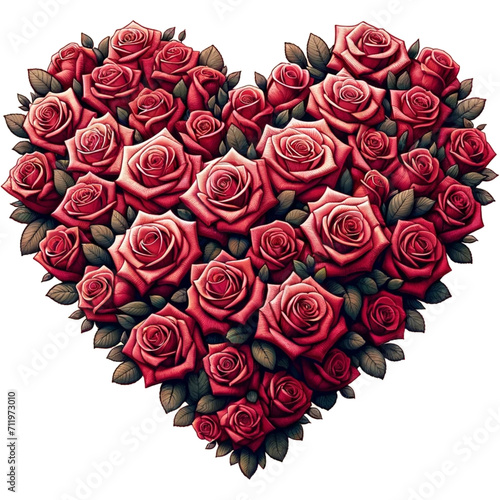 장미꽃으로 만든 하트 모양