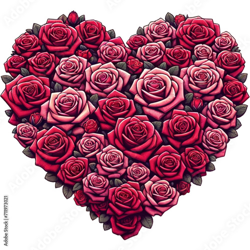 장미꽃으로 만든 하트 모양