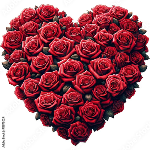 장미꽃으로 만든 하트 모양