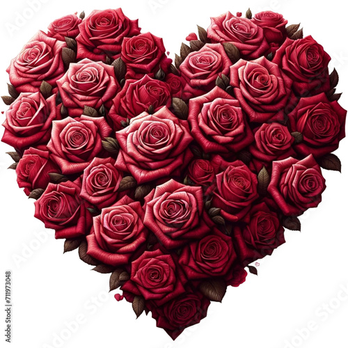 장미꽃으로 만든 하트 모양