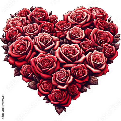장미꽃으로 만든 하트 모양