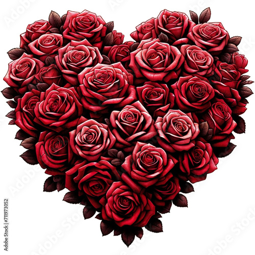 장미꽃으로 만든 하트 모양