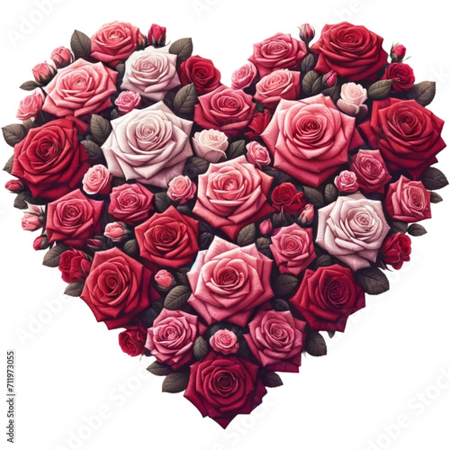 장미꽃으로 만든 하트 모양