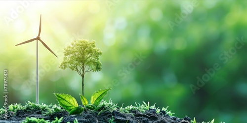 Renewable and sustainable energy cocept. Green energy, Save the planet, Natural conservation, Environmental protection photo