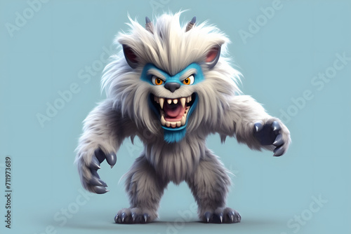 3d rendering cute monster Werewolf cartoon