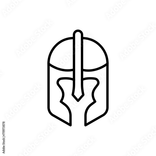 Knight helmet outline icons, minimalist vector illustration ,simple transparent graphic element .Isolated on white background