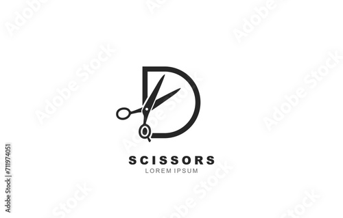 D Letter Scissors logo template for symbol of business identity