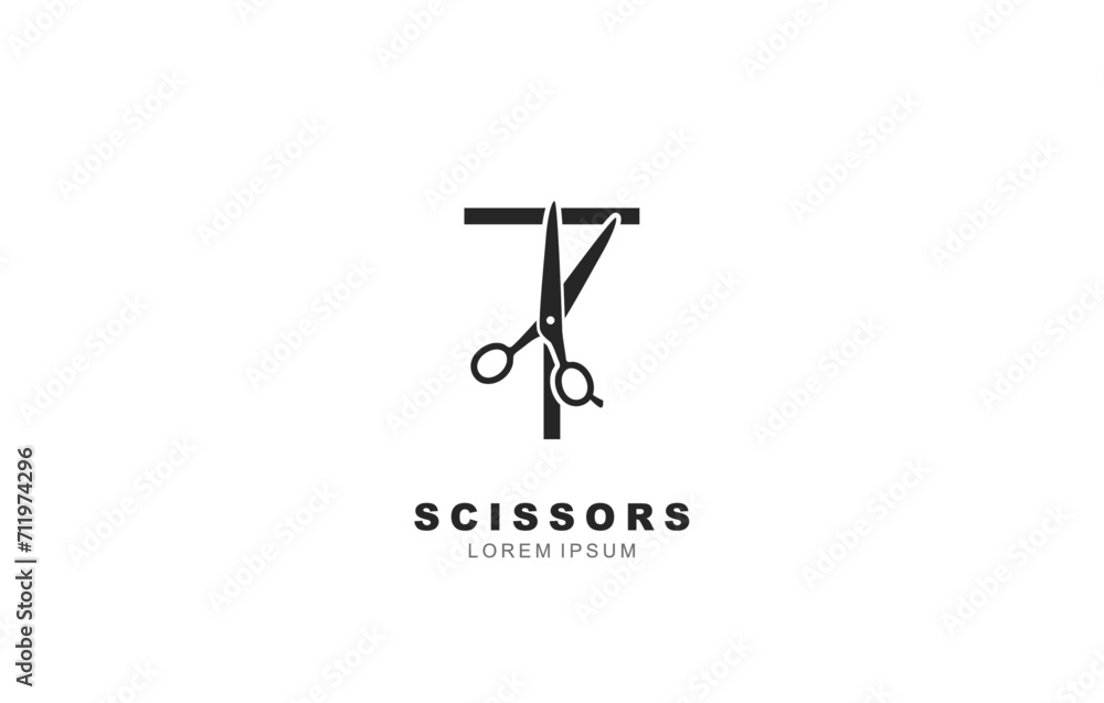 T Letter Scissors logo template for symbol of business identity T Letter Scissors logo template for symbol of business identity