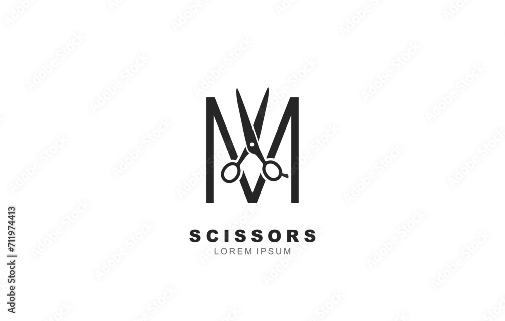 M Letter Scissors logo template for symbol of business identity M Letter Scissors logo template for symbol of business identity
