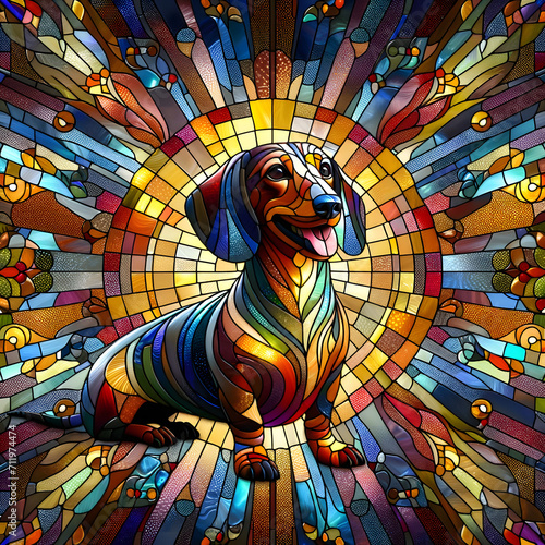Stained glass Dachshund dog