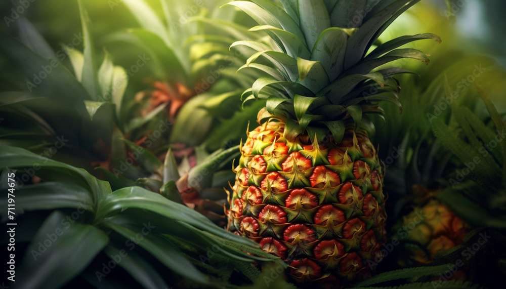 Freshness and sweetness of ripe pineapple, a tropical fruit delight generated by AI