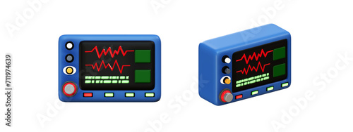 3D rendering of Medical cardiogram, ECG, Vital sign monitor, Medical equipment